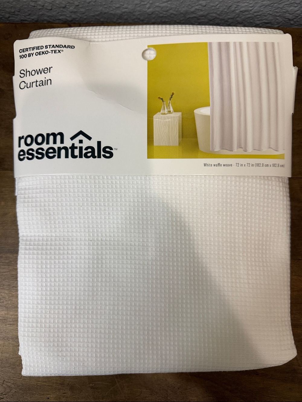 Room Essentials White Waffle Weave Shower Curtain - Textured Fabric
